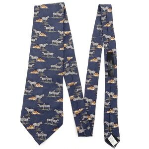 Fossil Rim‎ Endangered Species Zebra Print Silk Tie Made in USA  Necktie Safari
